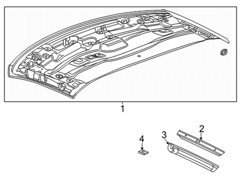 2020 Chevrolet Corvette Top & Components Side Retainer Diagram for 23403686