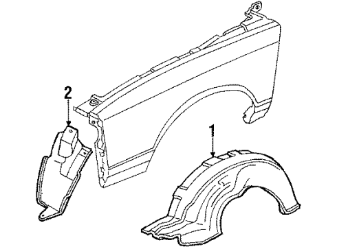 1988 Chevrolet Monte Carlo Inner Components - Fender Shield-Front Fndr Skrt Opng Splsh LH Diagram for 14013479