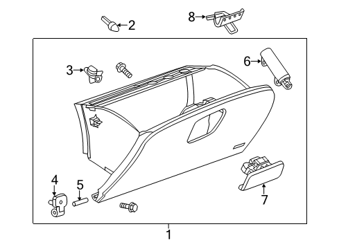 2015 Chevrolet Trax Glove Box Dampener-Instrument Panel Compartment Door Diagram for 95055216