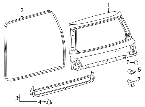 2008 Lexus LX570 Lift Gate - Gate & Hardware Panel Sub-Assembly, Back Diagram for 67005-60E00