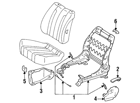 1992 Toyota Previa Front Seat Components Hinge Cover Diagram for 71811-95D00-03