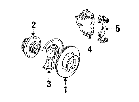 1993 BMW 525iT Front Brakes Brake Caliper Left Diagram for 34111160367