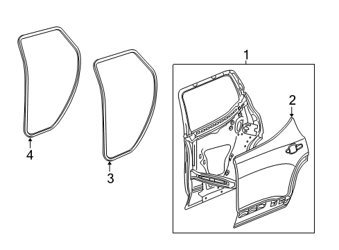 2019 Chevrolet Traverse Rear Door Weatherstrip On Body Diagram for 84737040