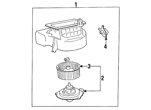 1992 Lexus ES300 Blower Motor & Fan Blower Assembly Diagram for 87130-33050