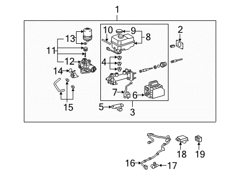 2008 Toyota FJ Cruiser ABS Components Power Booster Diagram for 47050-35052