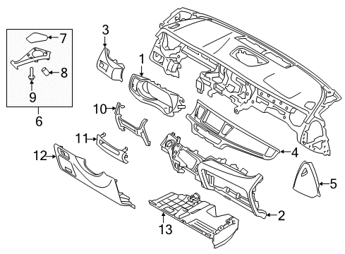 2017 Kia K900 Cluster & Switches, Instrument Panel Panel-Crash Pad Main Diagram for 847723T000BNH