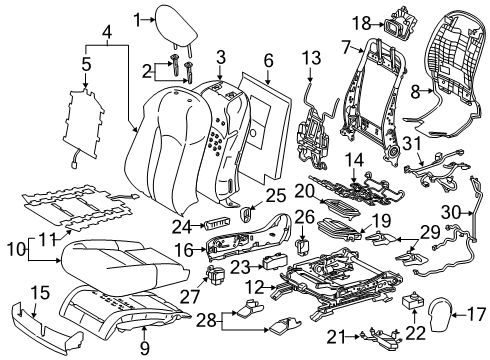 2020 Lexus RX350L Power Seats Knob, Power Seat Switch Diagram for 84921-22080-C0