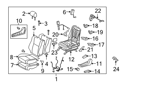 2008 Toyota Tundra Driver Seat Components Cushion Cover Diagram for 71072-0C240-C2