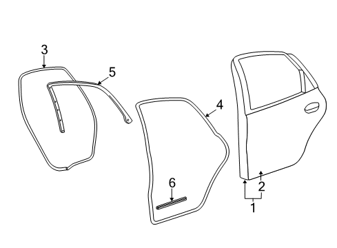 2003 Ford Taurus Rear Door Body Weatherstrip Diagram for YF1Z-54253A11-AAA