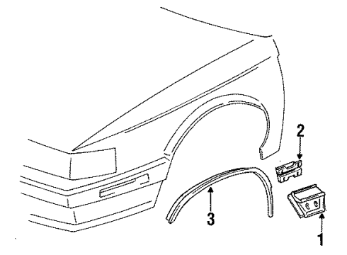 1997 Cadillac Eldorado Exterior Trim - Fender Molding Asm, Front Fender Center Rear (LH) Diagram for 3637174