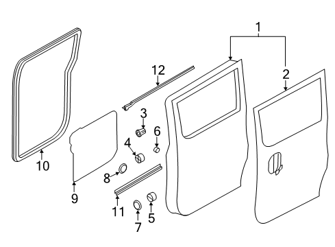 2017 Nissan NV200 Side Loading Door - Door & Components Bumper-Slide Door Diagram for 82896-CY010