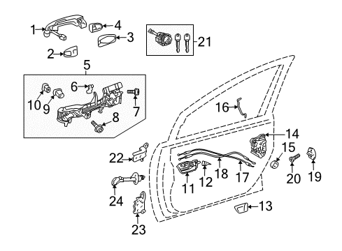 2014 Toyota Prius Plug-In Front Door - Lock & Hardware Handle, Outside Cover Diagram for 69217-74010-A1