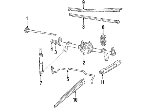 1984 Pontiac Firebird Rear Suspension Components, Stabilizer Bar Link Kit, Rear Stabilizer Shaft Diagram for 10023178