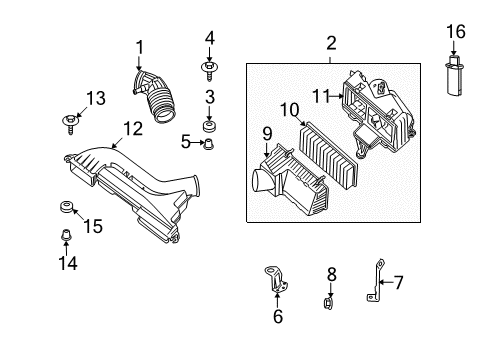 2011 Nissan Altima Powertrain Control Duct Assembly-Air Diagram for 16554-JA100