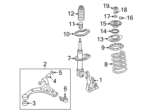 2006 Kia Sedona Front Suspension Components, Lower Control Arm, Stabilizer Bar Bearing-Strut Diagram for 54612-4D000