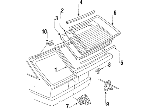 1984 Nissan Stanza Lift Gate Rear Windshield Wiper Blade Assembly Diagram for B8890-01A18
