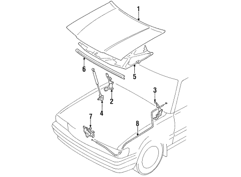 1989 Toyota Cressida Hood & Components Lift Cylinder Diagram for 53450-29046