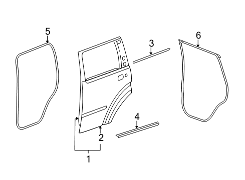 2010 Dodge Nitro Rear Door WEATHERSTRIP-Rear Door Body Mounted Diagram for 55113021AE