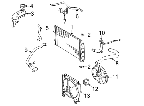 1996 Pontiac Sunfire Radiator & Components Radiator SURGE TANK Inlet Hose Diagram for 22659620