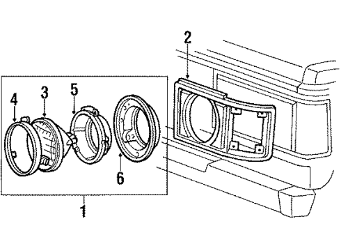 1986 Toyota Land Cruiser Headlamps Sealed Beam Mount Ring Diagram for 81153-90A02