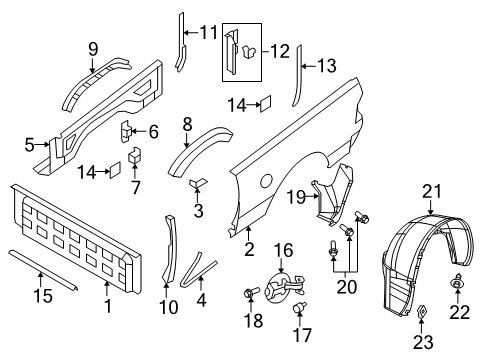 2013 Ram 3500 Front & Side Panels Brace-WHEELHOUSE Diagram for 68044430AA