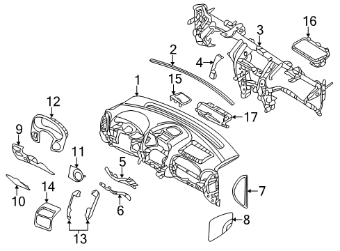 2014 Kia Sedona Instrument Panel Bracket-Lower Crash Pad Mounting Diagram for 847674D100