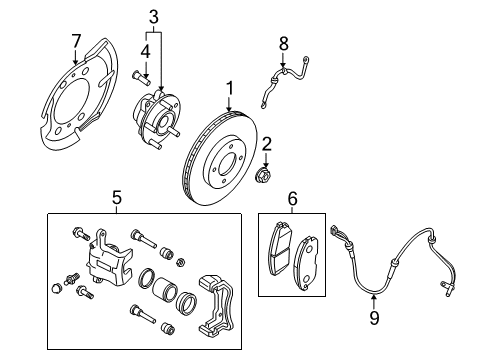 2014 Nissan Rogue Select Front Brakes Piston-Cylinder Diagram for 41121-JE00A