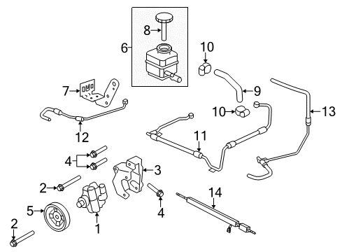 2011 Chevrolet Caprice P/S Pump & Hoses, Steering Gear & Linkage Reservoir Hose Clamp Diagram for 92138614