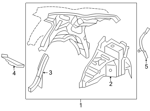 2006 Acura RL Inner Structure - Quarter Panel Separator, Rear Wheel Arch Diagram for 64322-SJA-A01