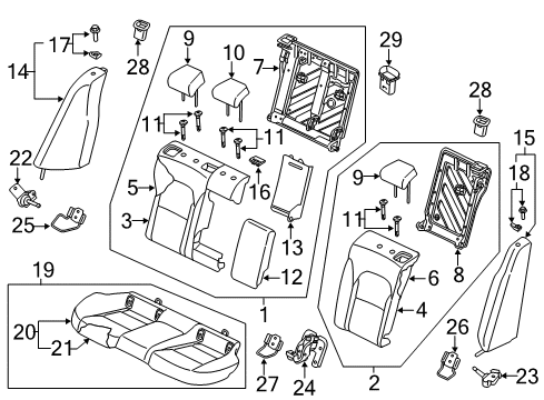 2021 Kia Stinger Rear Seat Components Hook Assembly Diagram for 896303S000