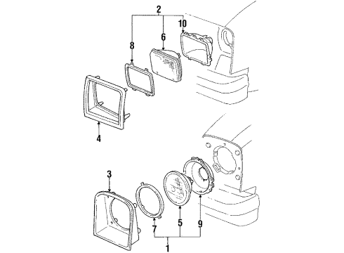 1984 Chevrolet Chevette Headlamps Bezel, Headlamp Diagram for 14045370