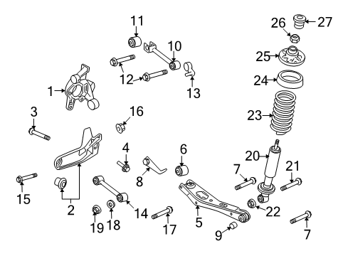 2008 Ford Explorer Sport Trac Rear Suspension Components, Lower Control Arm, Stabilizer Bar Bracket Diagram for 6L2Z-18178-B