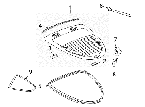 2009 Pontiac Solstice Roof - Glass & Hardware Weatherstrip Diagram for 25820934