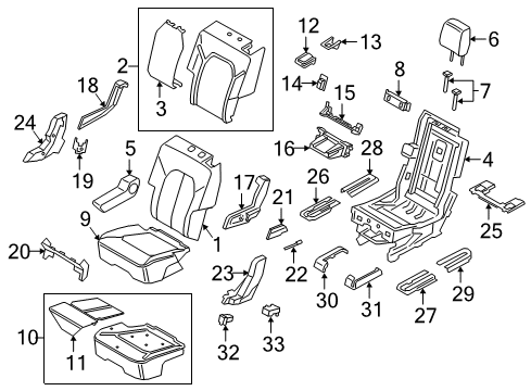 2020 Ford Expedition Second Row Seats Seat Cushion Pad Diagram for JL1Z-78632A23-E