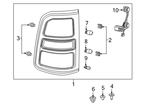 2020 Ram 1500 Bulbs GROMMET-Tail Lamp Diagram for 6511668AA