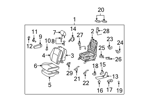 2013 Toyota FJ Cruiser Front Seat Components Seat Back Pad Diagram for 71552-35090