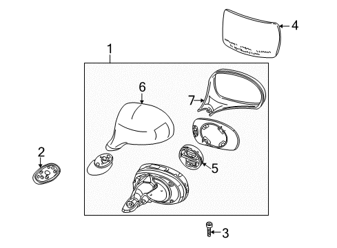 2003 BMW Z8 Outside Mirrors Base, Outside Mirror, Left Diagram for 51167006149