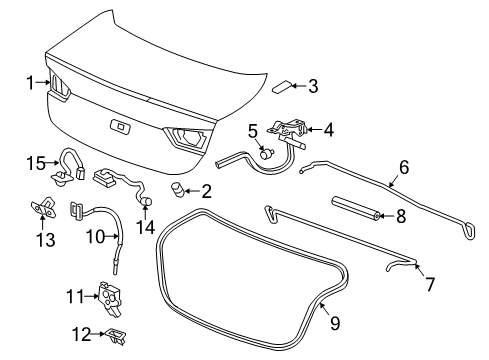 2019 Chevrolet Malibu Parking Aid Trunk Lid Diagram for 84075221