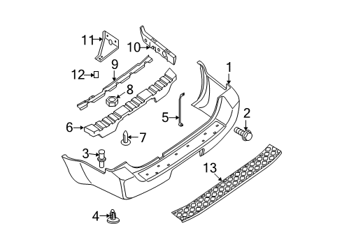 2009 Nissan Pathfinder Rear Bumper GROMMET Screw Diagram for 01281-0010U