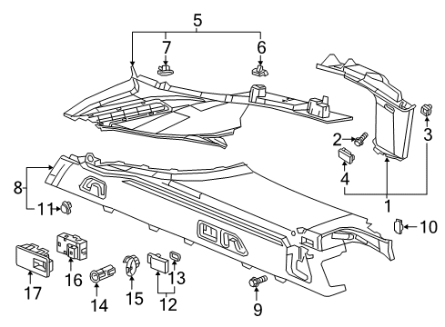 2020 Buick Regal TourX Interior Trim - Quarter Panels Seat Switch Diagram for 13311235