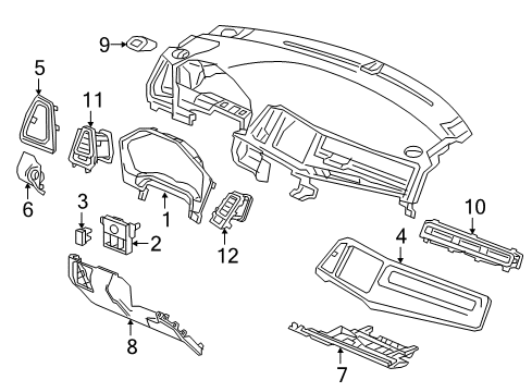 2022 Honda HR-V Cluster & Switches, Instrument Panel Garnish *NH900L* Diagram for 77475-T7J-H01ZA