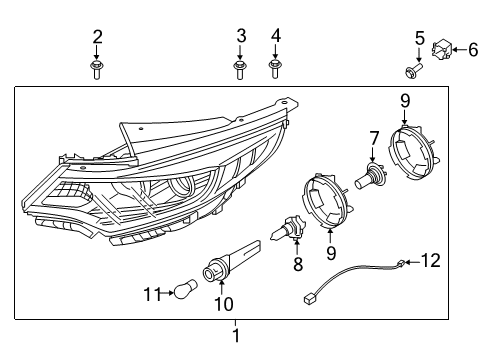 2019 Kia Optima Headlamps Driver Side Headlight Assembly Diagram for 92101D5300