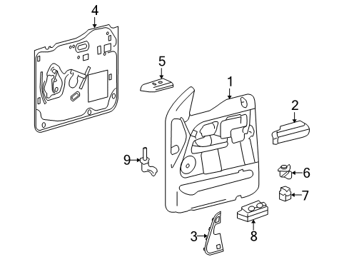 2007 Lincoln Mark LT Mirrors Door Trim Panel Diagram for 7L3Z-1623942-DB