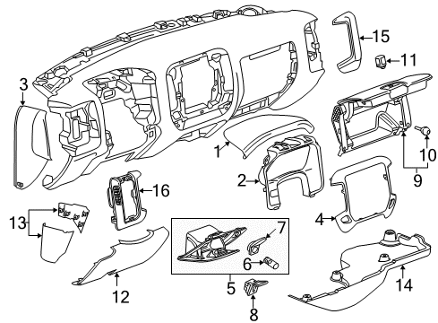 2014 GMC Sierra 1500 Cluster & Switches, Instrument Panel Side Cover Diagram for 23207934