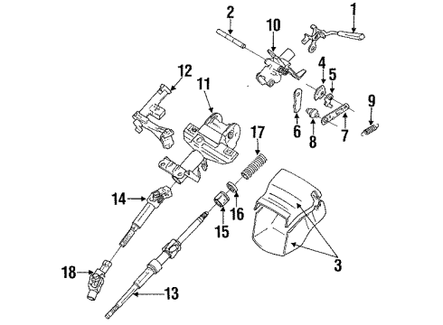 1991 Toyota MR2 Steering Column Housing & Components, Shaft & Internal Components, Shroud, Switches & Levers Yoke Sub-Assy, Steering Sliding Diagram for 45209-17010