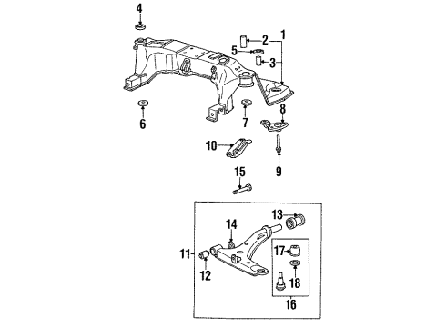 1995 Hyundai Sonata Front Suspension Components, Lower Control Arm, Stabilizer Bar Arm & Ball Joint Assembly-Lower, LH Diagram for 54500-3401A