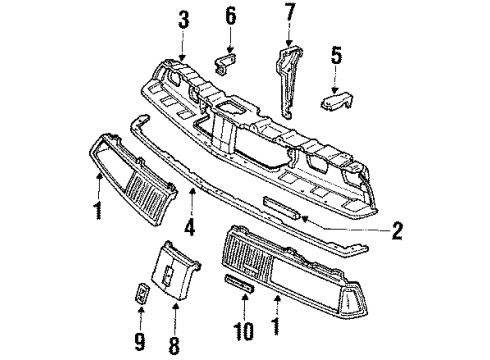 1988 Oldsmobile Delta 88 Grille & Components Bracket-Headlamp & Radiator Grille Mount Panel Diagram for 22515679