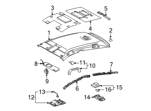 2008 Toyota Prius Interior Trim - Roof Sunvisor Diagram for 74310-47190-B0