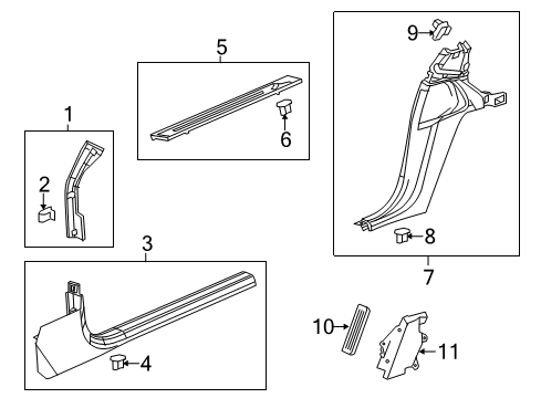 2018 Chevrolet Corvette Interior Trim - Pillars, Rocker & Floor Lock Pillar Trim Diagram for 23431767