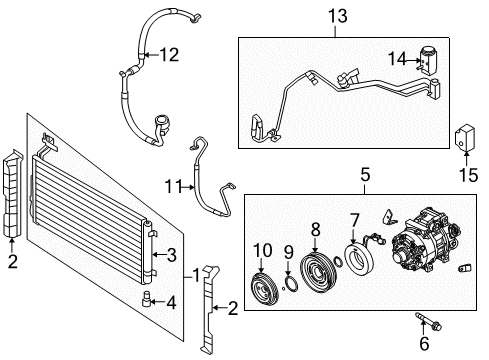 2009 Kia Rondo A/C Condenser, Compressor & Lines PULLEY Assembly-A/C Compressor Diagram for 976431D100